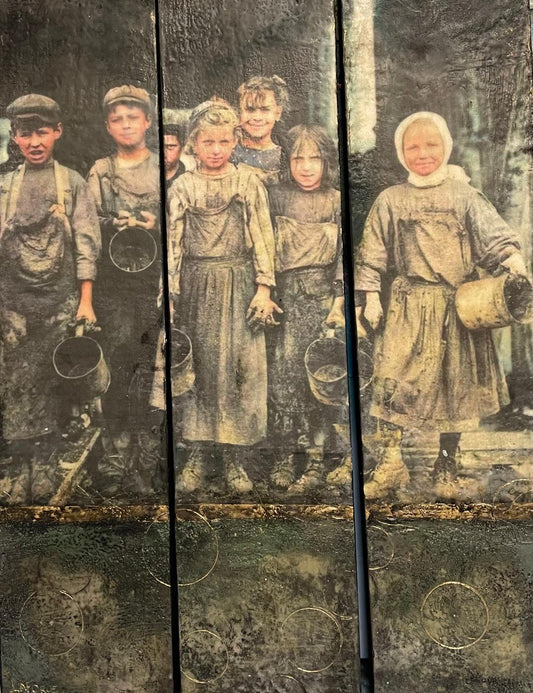THE FACES OF LOST CHILDHOOD  TRIPTYCH  6x24 (x3) image 0
