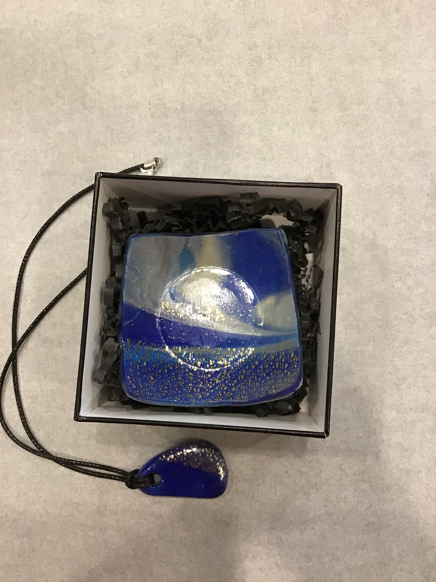 Galaxy Bowl and Pendant (midnight blue gold cream)  23-09, 3x3" image 0