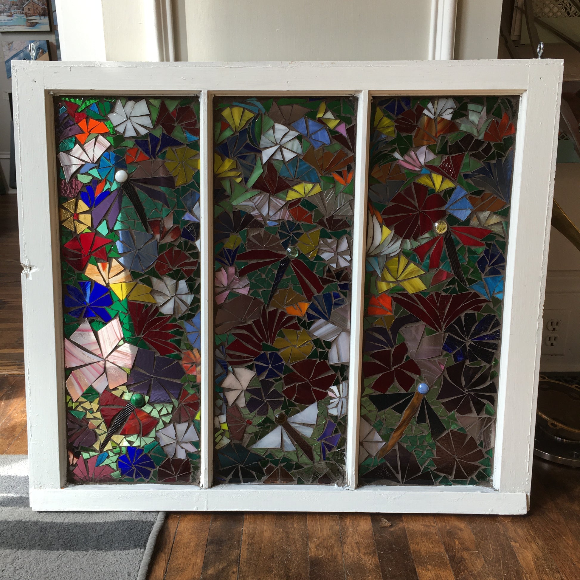 Dragonflies and Flowers #2- 30×29” image 0