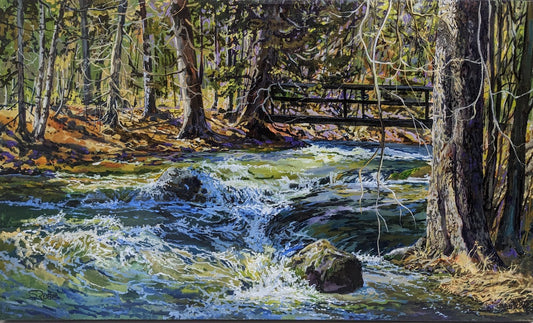 Rushing Past the Foot Bridge 18H x 30W image 0