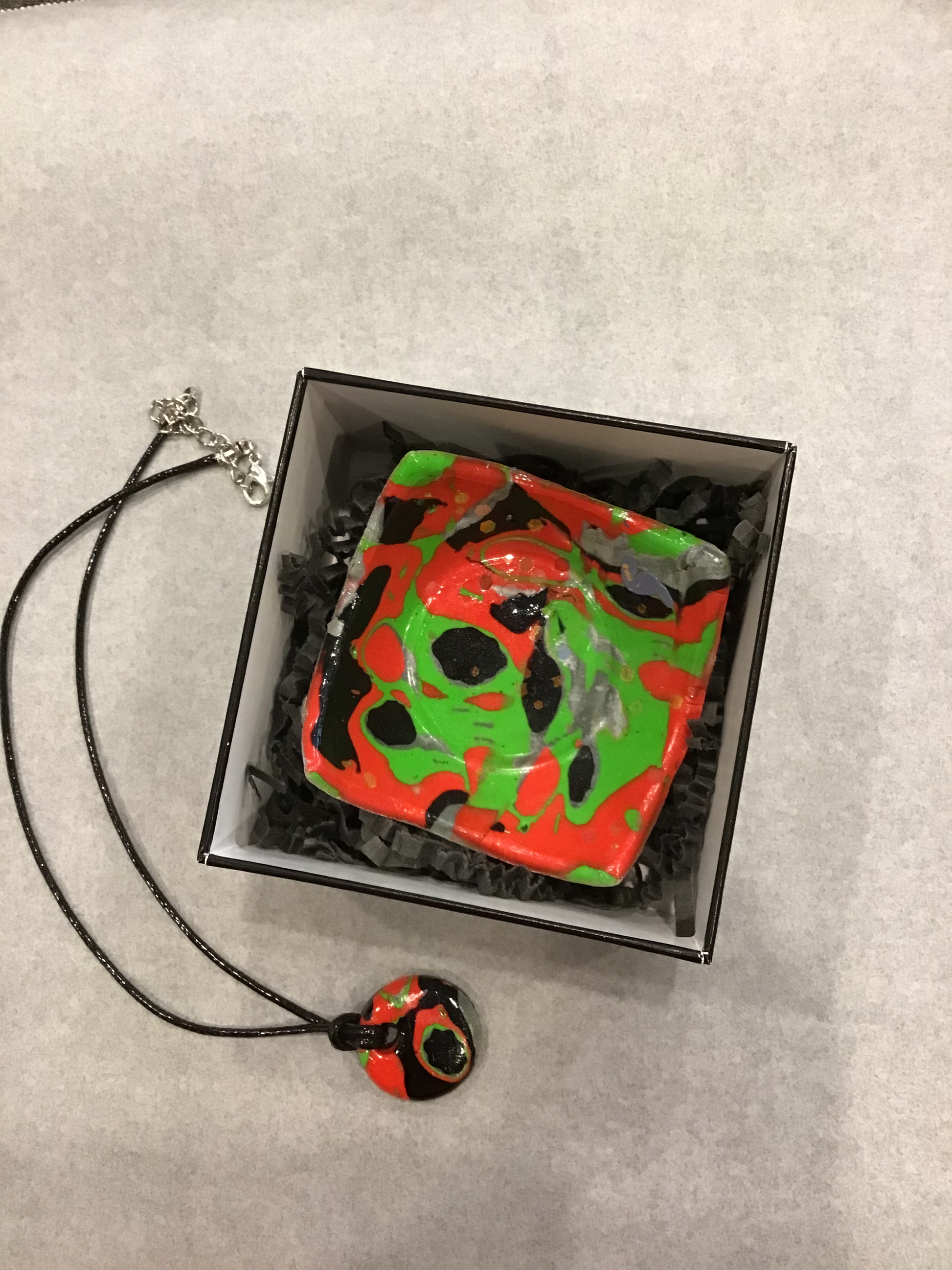 Galaxy Bowl and Pendant (black silver orange)  23-03, 3x3" image 0