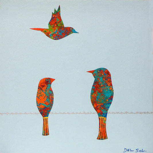 FUNKY BIRDS XIX:RECONAISSANCE FLIGHT”, 8x8" image 0